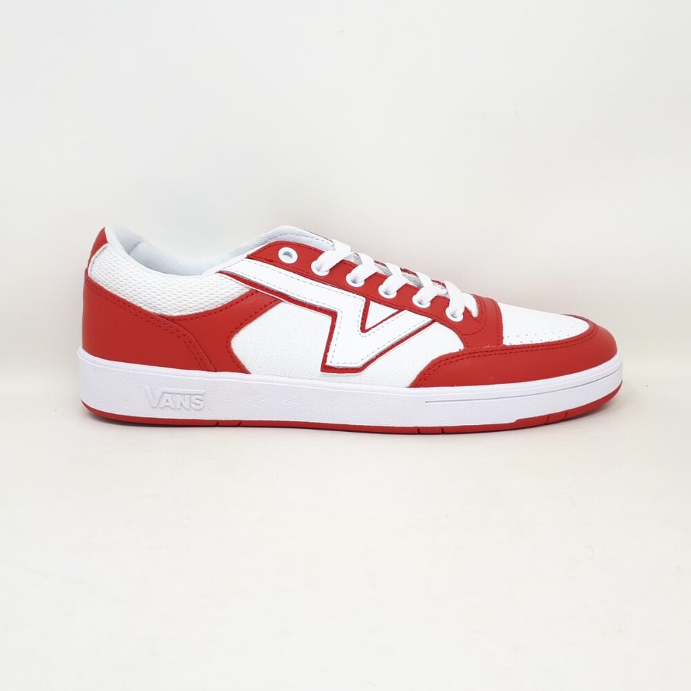Vans Lowland CC ComfyCush Leather Skate Shoe Sneaker Classic Mens Red White NEW